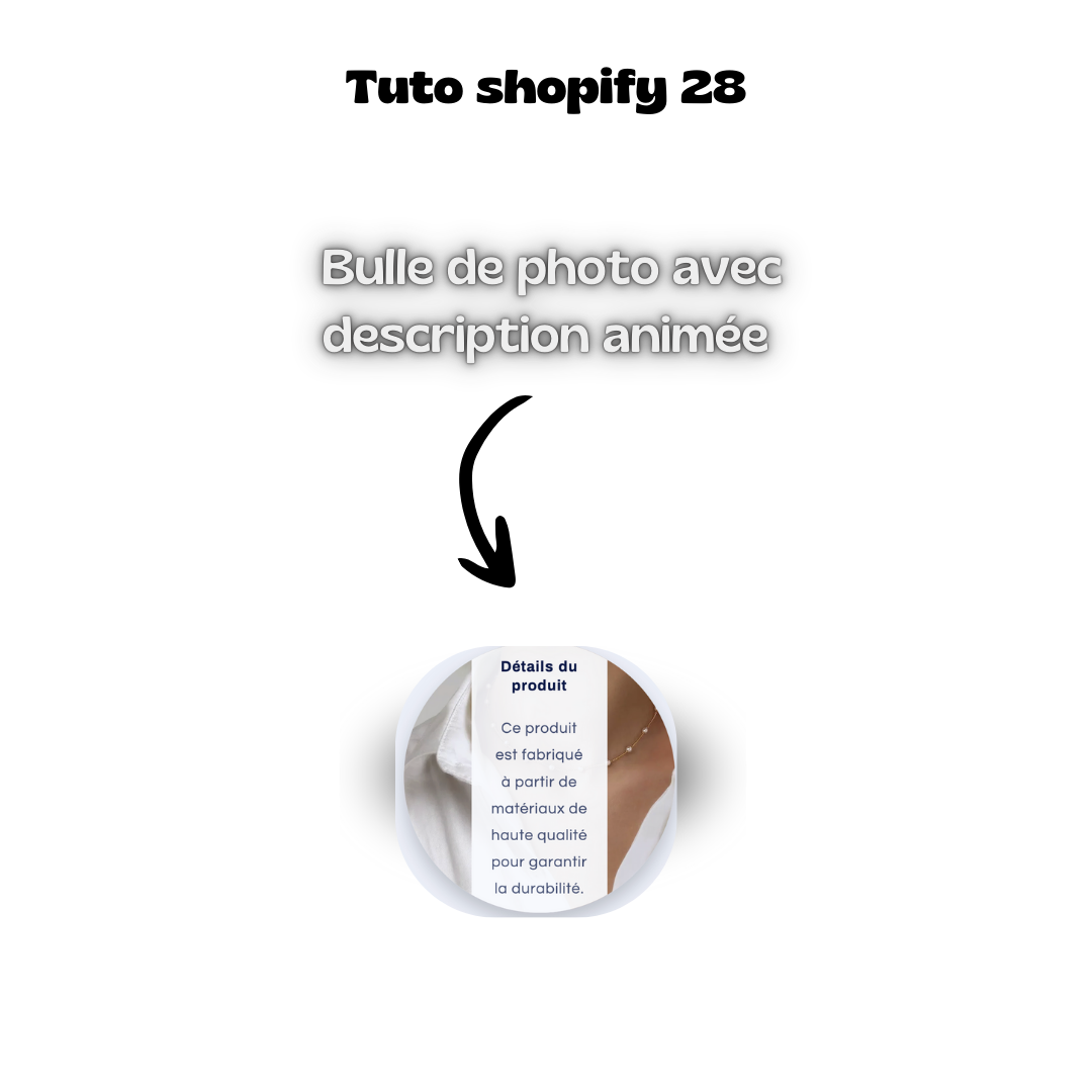Tuto shopify 28: Bulle de photo avec description animée